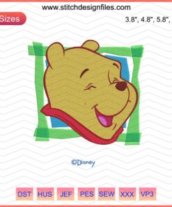 "Pooh Head Funny Embroidery Design: Adorable Winnie The Pooh Machine Embroidery File for Creative DIY Projects"