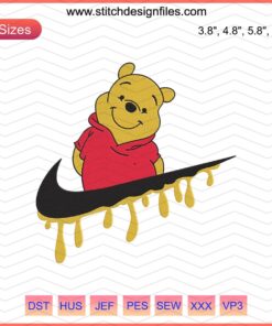 Nike x Winnie The Pooh Embroidery File, Pooh Bear Embroidery Designs, Machine File, Nike Bear Design, Creative Stitching Patterns