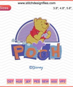 Pooh Pilot Embroidery File: Winnie The Pooh as Aviator, Machine Embroidery Design, Cute Cartoon Stitch Pattern