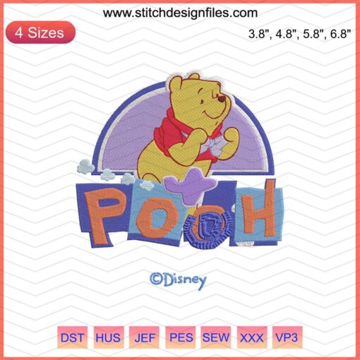 Pooh Pilot Embroidery File: Winnie The Pooh as Aviator, Machine Embroidery Design, Cute Cartoon Stitch Pattern