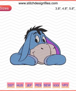 Eeyore Relaxing Embroidery File, Winnie The Pooh Machine Design, Cute Disney Character Embroidery, Eeyore Stitch Pattern