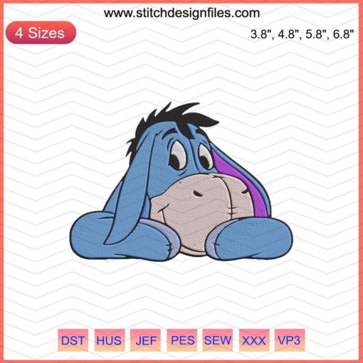 Eeyore Relaxing Embroidery File, Winnie The Pooh Machine Design, Cute Disney Character Embroidery, Eeyore Stitch Pattern