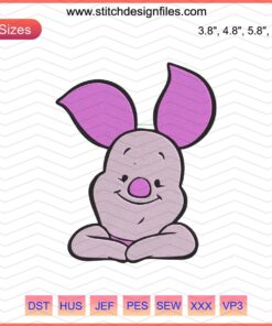 Piglet Relaxing Embroidery Design File, Winnie The Pooh Machine Embroidery Design, Disney Character Embroidery Pattern