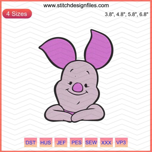 Piglet Relaxing Embroidery Design File, Winnie The Pooh Machine Embroidery Design, Disney Character Embroidery Pattern