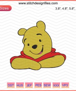 Winnie The Pooh Relaxing Embroidery Design File, Machine Embroidery, Cute Pooh Bear, Easy DIY Embroidery Pattern Download