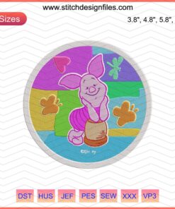 Piglet Embroidery Designs File: Colorful Winnie The Pooh Machine Embroidery, Vibrant Piglet Design, Sewing Pattern Download