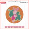 Piglet Circle Logo Chestnut Embroidery Design, Winnie The Pooh Machine Embroidery File, Cute Cartoon Embroidery Pattern