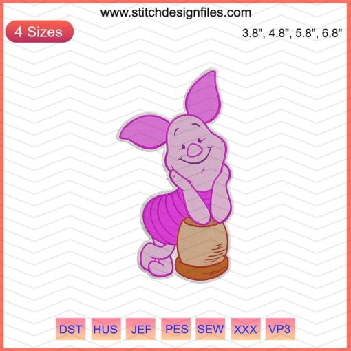 Cute Piglet & Winnie The Pooh Embroidery Design, Machine Embroidery File, Character Art, DIY Embroidery Pattern