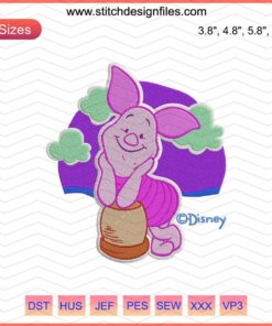 Cute Piglet Drum Embroidery Design, Winnie The Pooh Embroidery, Piglet with Drum Machine Embroidery File, Adorable Piglet Stitch Pattern