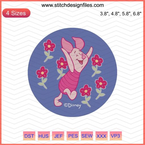 Piglet Be Happy Embroidery Designs, Winnie The Pooh Machine Embroidery Patterns, Cute Piglet Digital File Download.