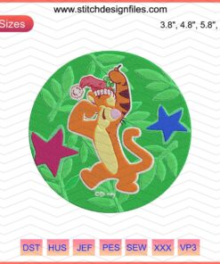 Tigger Pajamas Embroidery Designs File - Winnie The Pooh Machine Embroidery, Cute Cartoon Character Patterns for Sewing Projects.