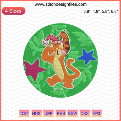 Tigger Pajamas Embroidery Designs File - Winnie The Pooh Machine Embroidery, Cute Cartoon Character Patterns for Sewing Projects.