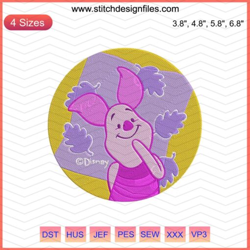 Piglet Embroidery Design File, Winnie The Pooh Machine Embroidery, Cute Funny Face Piglet, Instant Download, DIY Sewing Project.
