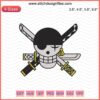 Roronoa Zoro Jolly Roger Logo Embroidery Design, One Piece Machine Pattern, Pirate Skull, Swords, Anime Sewing File.