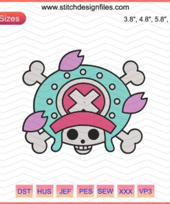 Tony Tony Chopper Jolly Roger Logo Embroidery Design, One Piece Machine Embroidery Download File.