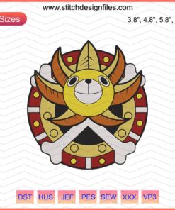 Thousand Sunny Logo Embroidery Design File, One Piece Inspired Machine Embroidery Pattern, Nautical Theme Craft Design