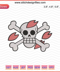 Trafalgar Law Embroidery Design, One Piece Logo, Machine Embroidery File, Anime-Inspired Stitch Pattern