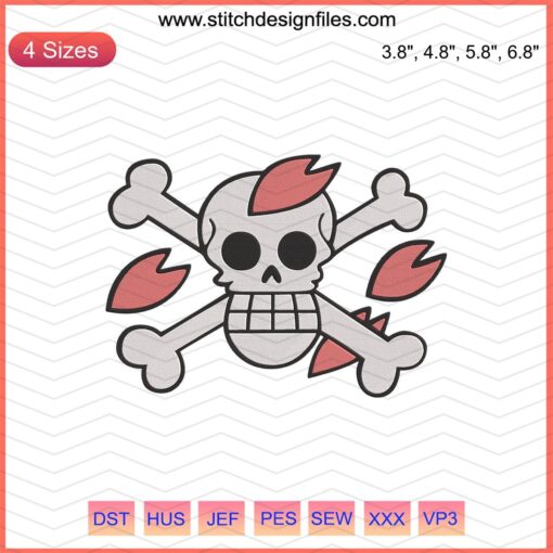 Trafalgar Law Embroidery Design, One Piece Logo, Machine Embroidery File, Anime-Inspired Stitch Pattern