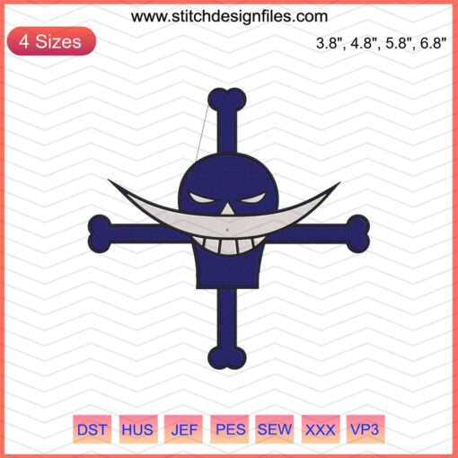 White Beard Embroidery Designs File - One Piece, Machine Embroidery Patterns, Pirate-Themed Designs, Digital Download