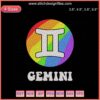 Colorful Gemini LGBT Zodiac Embroidery Designs File, intricate machine stitching pattern, vibrant pride-themed artwork.