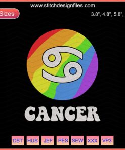 Cancer Embroidery Designs File - LGBT Zodiac Machine Embroidery Collection Featuring Unique Cancer Pride Patterns