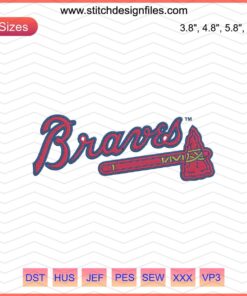 Atlanta Braves logo with axe, digital embroidery file, machine embroidery design, Braves fan craft, baseball embroidery pattern