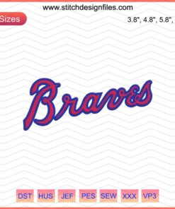 "Atlanta Braves Letter Logo Machine Embroidery Designs File - Digitized Pattern for Braves Fans"