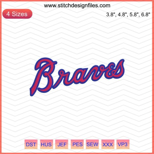 "Atlanta Braves Letter Logo Machine Embroidery Designs File - Digitized Pattern for Braves Fans"