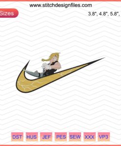 Nike x Edward Elric Embroidery File; Fullmetal Alchemist-themed design featuring iconic Nike sneakers and anime motifs.