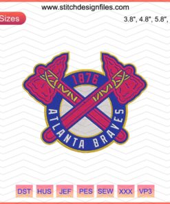 1879 Atlanta Braves Logo Embroidery Design: Classic Team Emblem, Machine Embroidery File for Braves Fans and Projects.