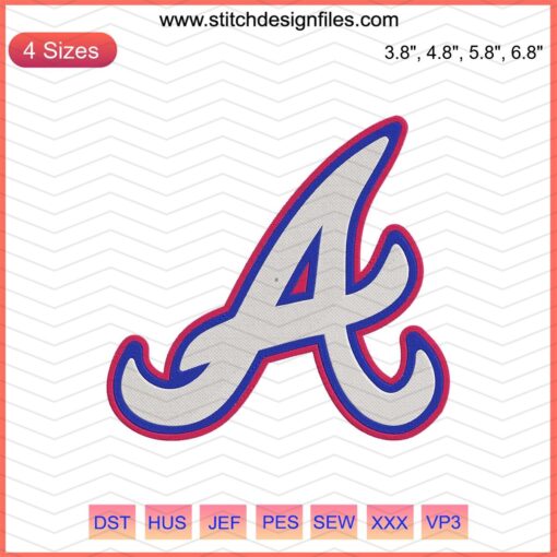 Atlanta Braves Logo A Embroidery File, Perfect for Machine Embroidery Projects with Braves Design