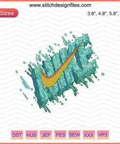 Orange Nike embroidery designs file for machine embroidery, featuring the iconic swoosh logo; perfect for customizing apparel.