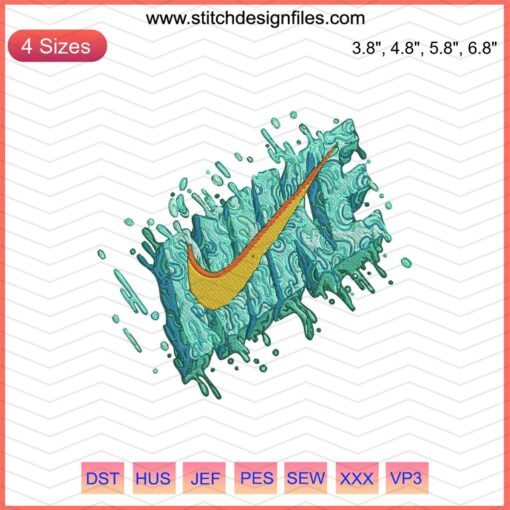 Orange Nike embroidery designs file for machine embroidery, featuring the iconic swoosh logo; perfect for customizing apparel.