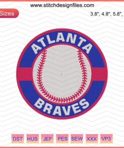 Atlanta Braves Logo Embroidery Designs File, Machine Embroidery Patterns for Baseball Fans, Digital Download