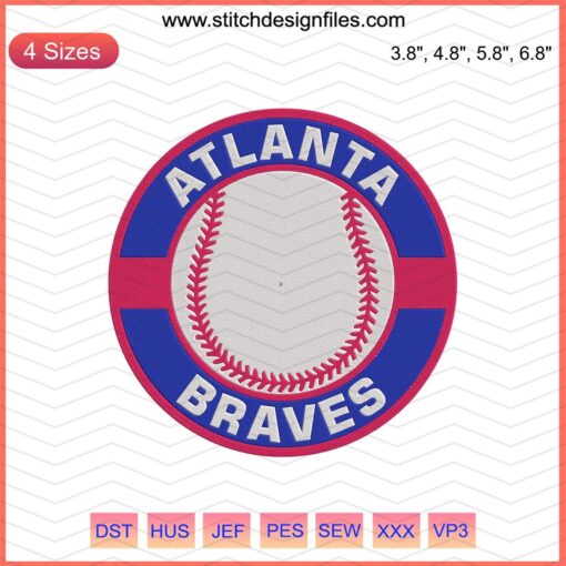 Atlanta Braves Logo Embroidery Designs File, Machine Embroidery Patterns for Baseball Fans, Digital Download