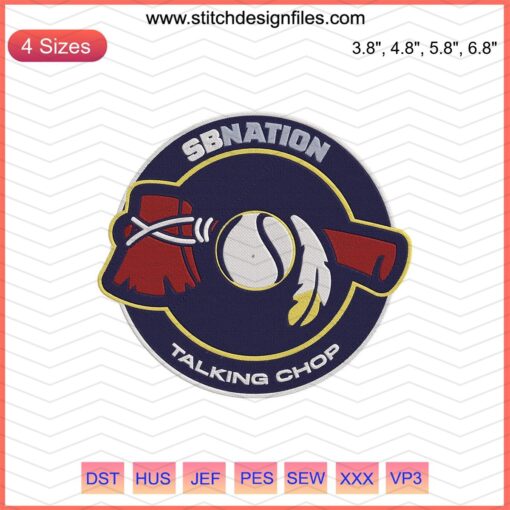 Atlanta Braves Machine Embroidery Designs, SB Nation Talking Chop, Braves Baseball Embroidery Patterns, Digital File Download