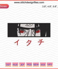 Itachi Uchiha Sharingan Embroidery Design, Naruto Machine File, Anime Eye Pattern, Digital Download.