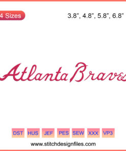 Atlanta Braves embroidery design file featuring team letters, ideal for machine embroidery enthusiasts.