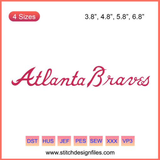 Atlanta Braves embroidery design file featuring team letters, ideal for machine embroidery enthusiasts.