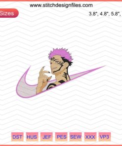Yuji Itadori Jujutsu Kaisen Nike Logo Embroidery Design File, Machine Embroidery for Clothing