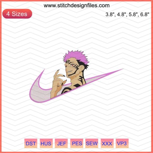 Yuji Itadori Jujutsu Kaisen Nike Logo Embroidery Design File, Machine Embroidery for Clothing