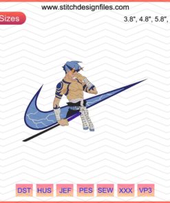 Nike x Kamina Anime Embroidery Designs, Tengen Toppa Gurren Lagann themed, perfect for machine embroidery projects.