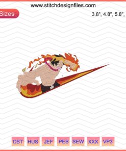 Portgas D. Ace Nike Anime Embroidery Design, One Piece Machine File, Intricate Nike-themed One Piece Embroidery Art