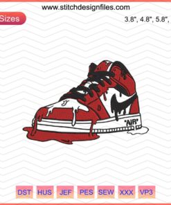 Nike Air Jordan embroidery design file featuring drip motif, perfect for machine embroidery projects and fashion customization.