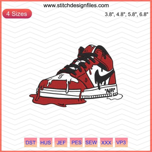 Nike Air Jordan embroidery design file featuring drip motif, perfect for machine embroidery projects and fashion customization.