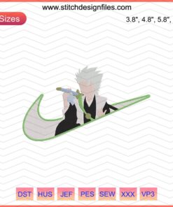 Nike x Toshiro Hitsugaya Bleach Embroidery File, Featuring Anime Designs for Machine Embroidery, Digital Download.