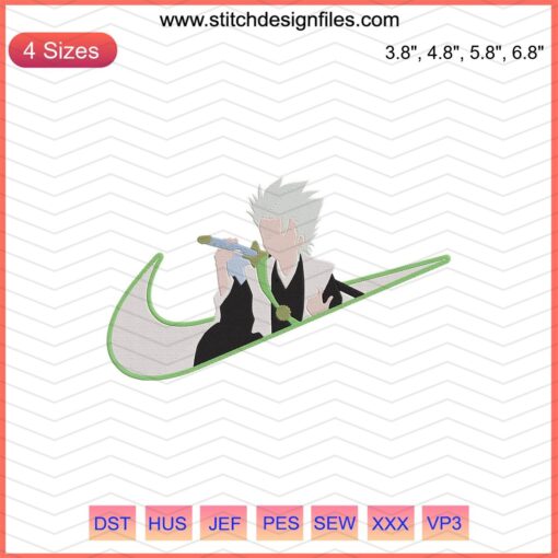 Nike x Toshiro Hitsugaya Bleach Embroidery File, Featuring Anime Designs for Machine Embroidery, Digital Download.