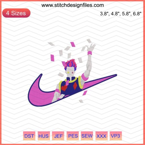 Nike x Hisoka Card Embroidery Design Files, Hunter x Hunter Embroidery Patterns, Machine Embroidery for Apparel Decor.