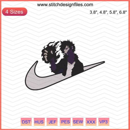 "Nike x Dabi Embroidery Designs File: My Hero Academia Machine Embroidery Patterns featuring Dabi's Iconic Scars"