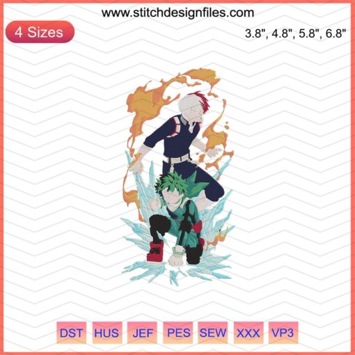 Midoriya Izuku x Bakugou Katsuki Embroidery File: My Hero Academia Machine Design, Anime Embroidery Patterns